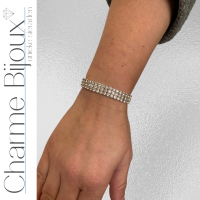 Strass armband 3 Rijen 17 cm