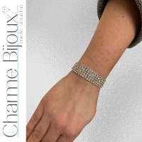 5 rijen strass armband zilverkleur