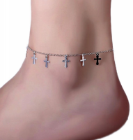 Zilverplated kruisjes enkelkettinkje 22 cm