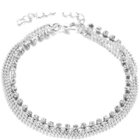 Enkelkettinkje strass 4 rijen 25 cm