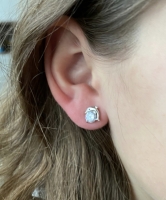 Oorbellen Dolfijn zilverkleur zirkonia steentje 1 cm