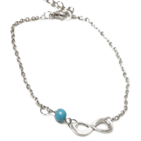 Infinity turquoise enkel kettinkje- zilver plated- 21/25 cm