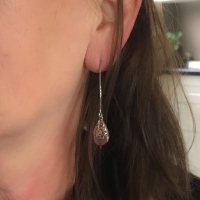 Lange oorbellen- Juliette -roze- zilver- doorsteek