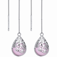 Lange oorbellen- Juliette -roze-1.5 cm- zilver- doorsteek