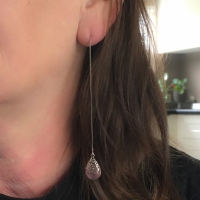 Lange oorbellen- Juliette -roze- zilver- doorsteek