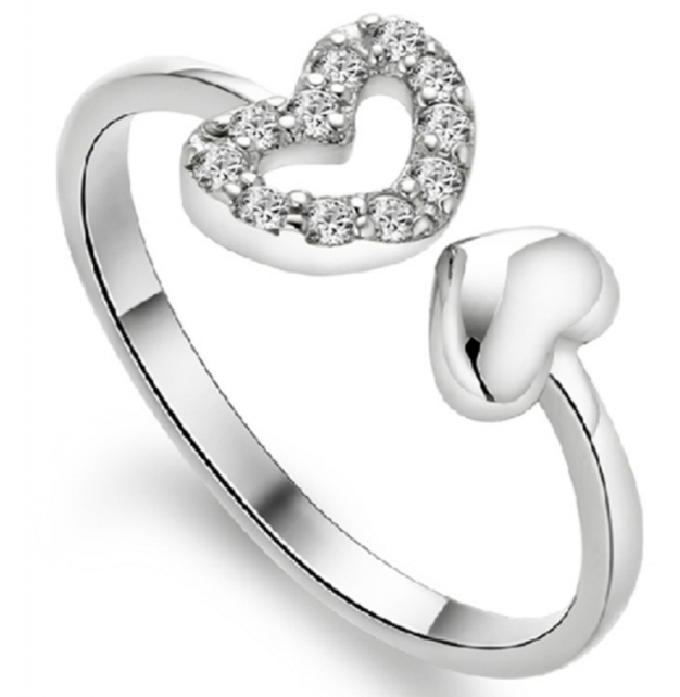 Ring Love zilverplating strass Verstelbaar