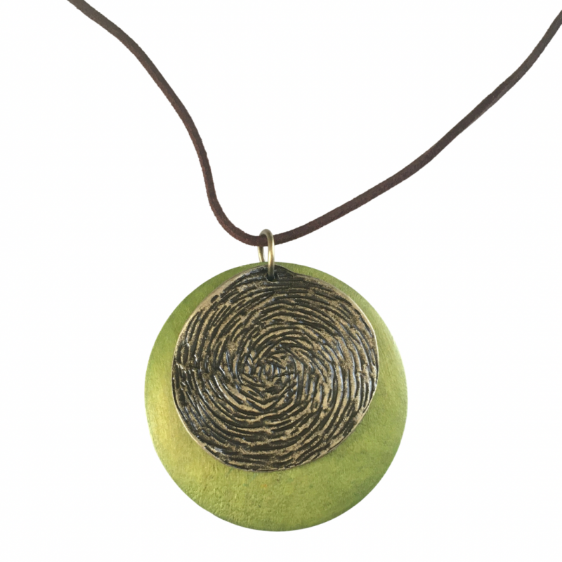 Ketting- Hout- Rond- 6.5 cm- Groen