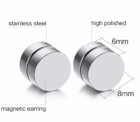 Magneet rvs- 8 mm oorbellen