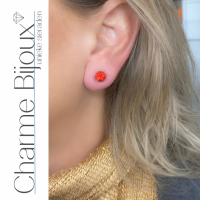 Magneet oorbellen rood 6 mm