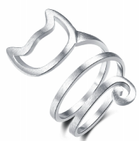 Zilveren poes ring- Verstelbaar