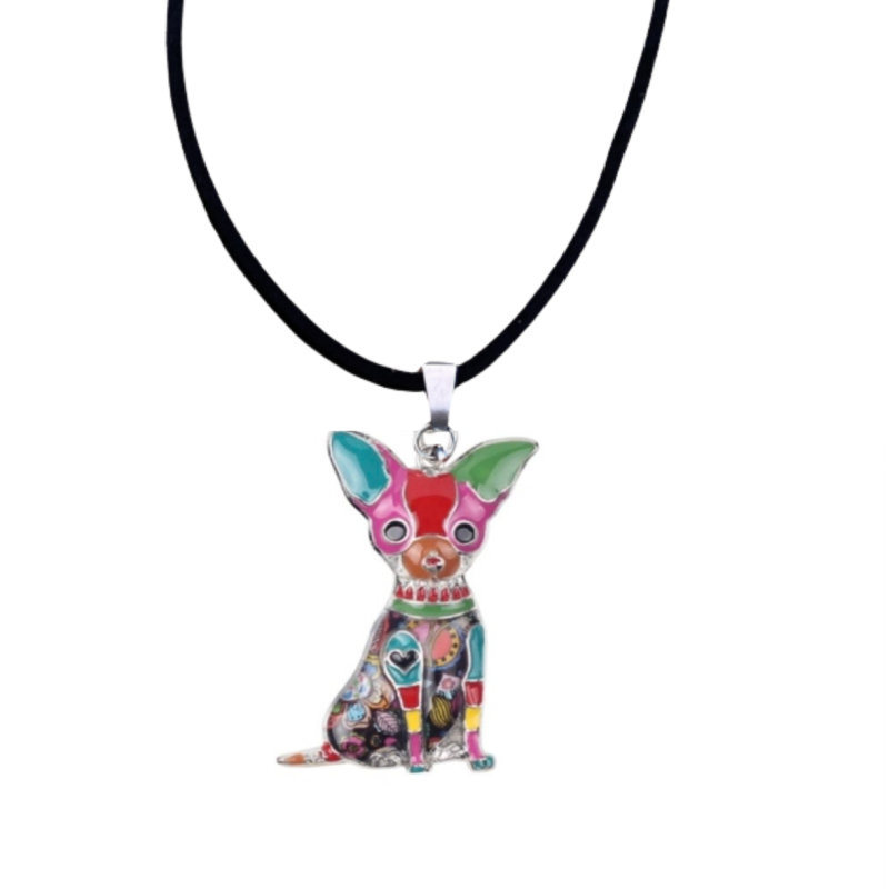 Ketting  Gekleurd Chihuahua  Emaille 45 cm