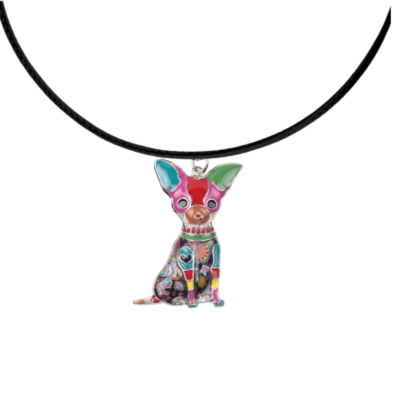 Ketting  Gekleurd Chihuahua  Emaille 45 cm