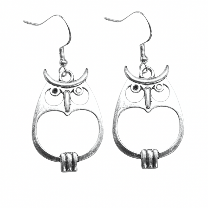 Oorbellen Zilver Uil 5 cm
