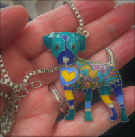 Jack Russel ketting - Blauw- Emaille