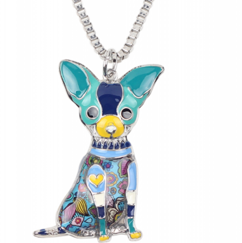 Ketting- Chihuahua- Blauw- Emaille