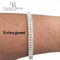 Armband- Strech- extra groot- 2 rijen- 22 cm xxl