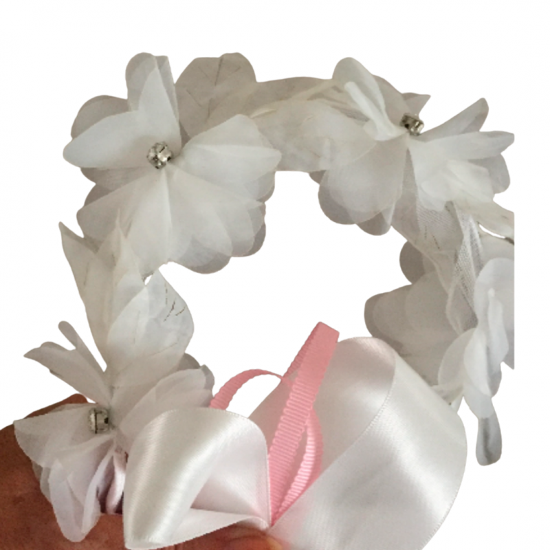 Kinder bruidshaarversiering- wit roze