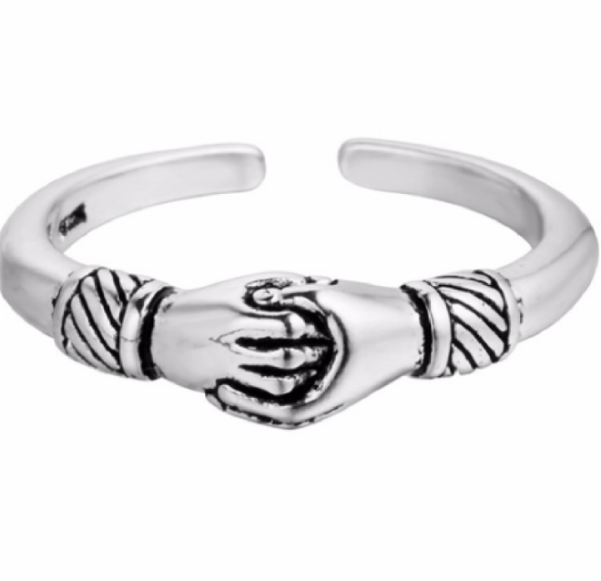 Ring- Tibetaans zilver- Handjes- Verstelbaar