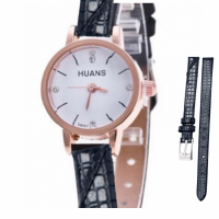 Horloge- Huans- Zwart- Leer- Krokodillenlook-22.5 mm