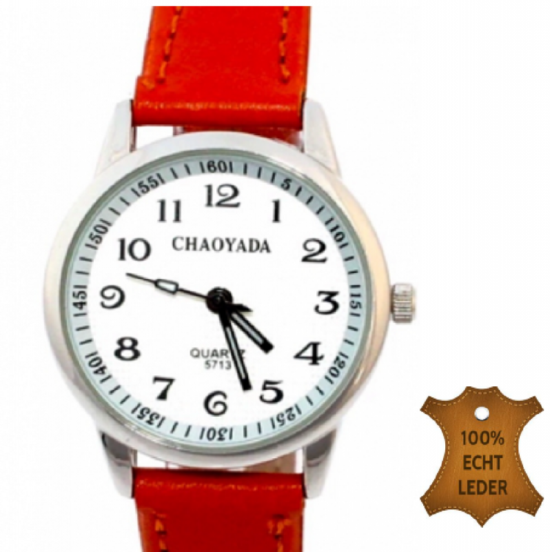 Horloge- Rood- Genuine Leatherbandje- 29 mm Chaoyada