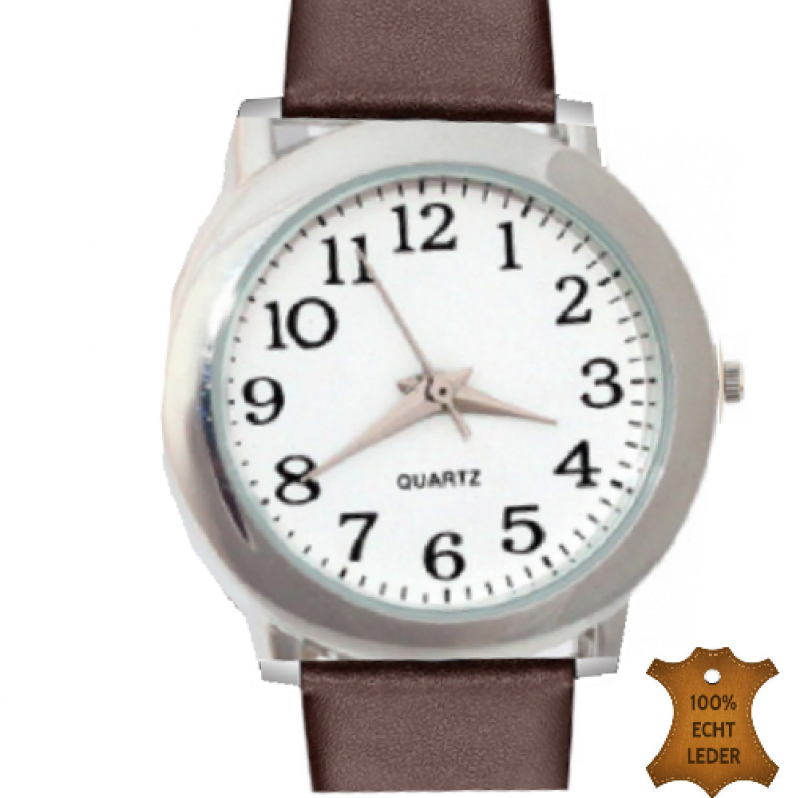 Ster Horloge- 3 cm- Leer- Smalle Pols-Bruin