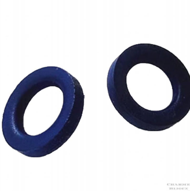 Hout- oorbellen rond blauw- 2 cm