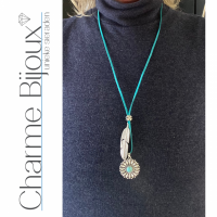 Tibetaans  look ketting Turquoise verstelbaar