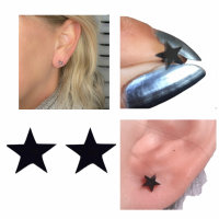 2 paar  Zwarte ster oorbellen- 6 mm