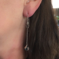 Oorbellen zilver Blauw 6.5 cm