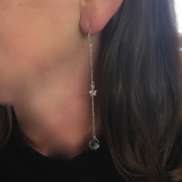 Oorbellen zilver Blauw 6.5 cm