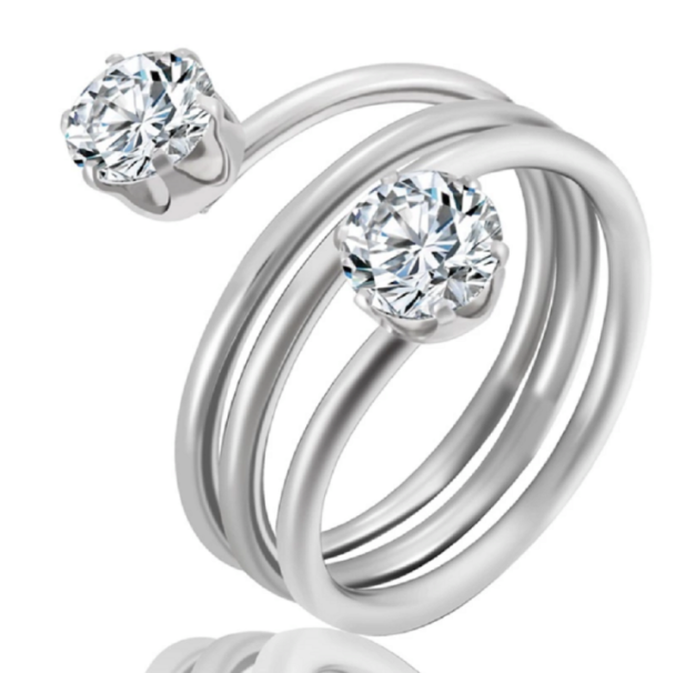 Ring met 2 schitterende steentjes