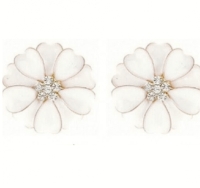 Clip oorbellen Hedda  Bloem strass 3 cm