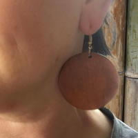 Zilveren oorhangers Roestbruin Hout 5 cm Tordis