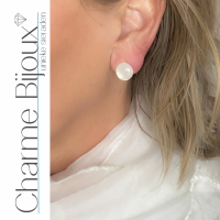 Clip oorbellen- Opaal wit- 12 mm