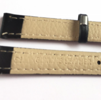 Zwart lederen horlogebandje- 12 mm