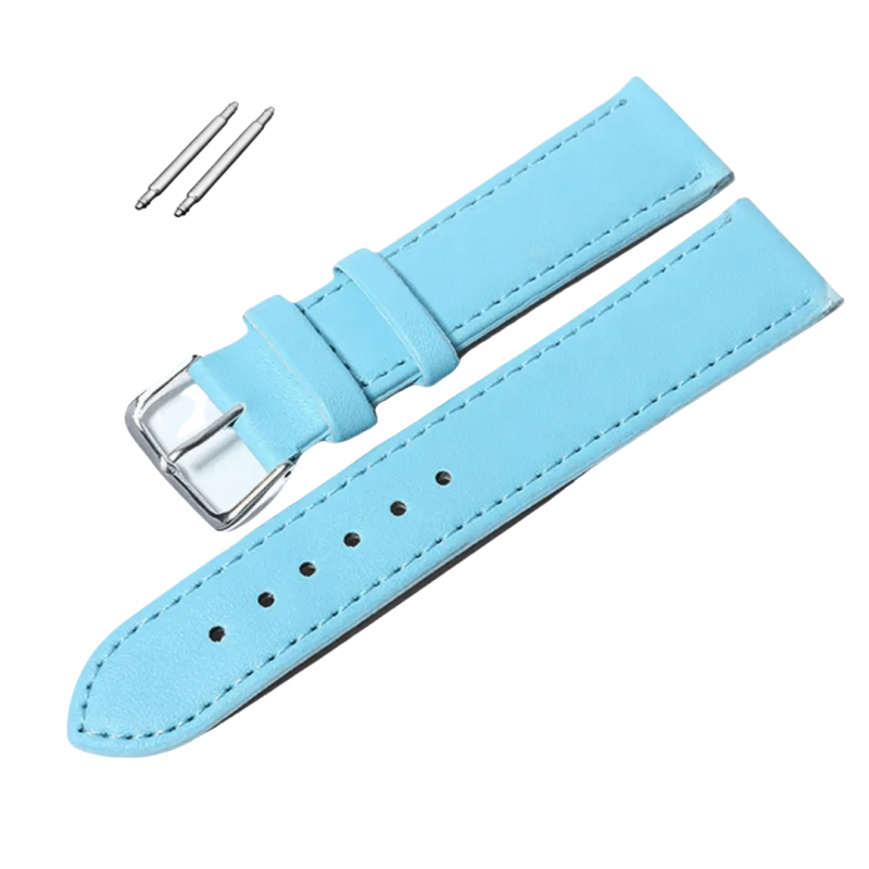 Horlogebandje- Leer- Lichtblauw- 12 mm