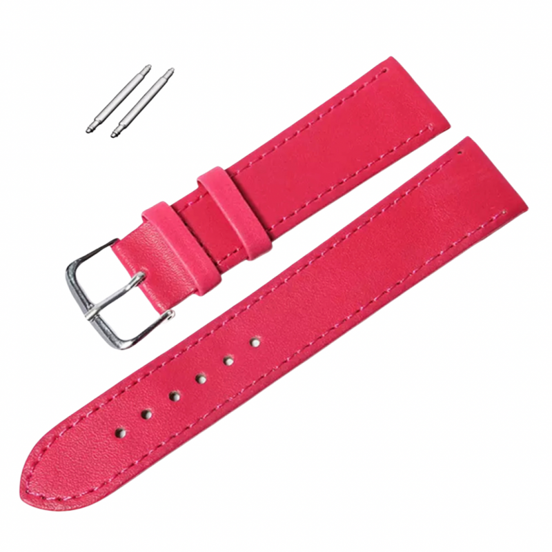 Horlogebandje- Midden roze- Leder- 20 mm