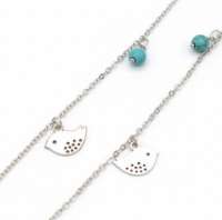 Brillen ketting- Turquoise- Vogeltje