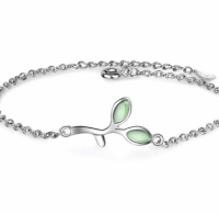 Zilver Armbandje Green Leaf 18 cm