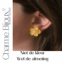 Clip oorbellen- Groen- Bloem