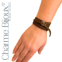 Leren wikkel armband bruin-20-25 cm