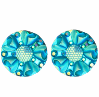 2 paar-Clip Oorbellen- Turquoise- Paars-Kunststof- 2 cm