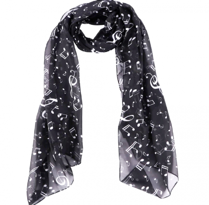 Shawl Muzieknoten Zwart Polyester