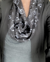 Shawl Muzieknoten Zwart Polyester