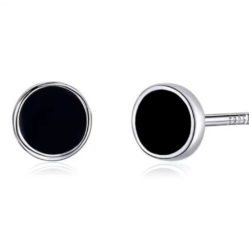 Oorknopje Zilver Onyx Zwart 5 mm