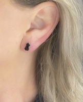 Oorbellen RVS Zwart Poes 12 mm