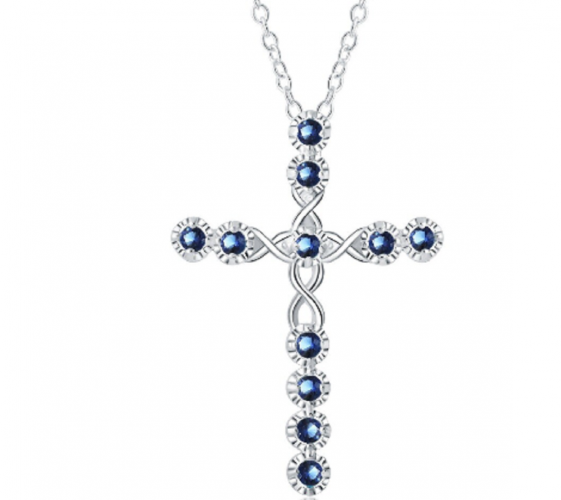 Ketting Kruis Zilver Blauw