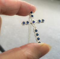 Ketting Kruis Zilver Blauw