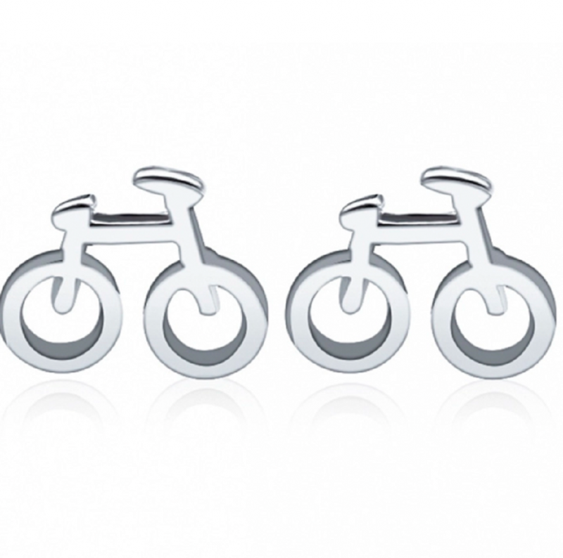 Zilveren fiets oorbellen