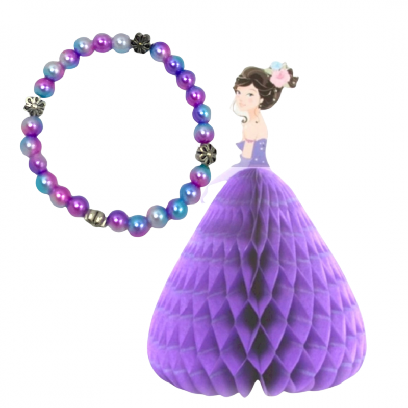 Armband met 3-D Prinses kaart  paars/Lila